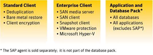 Нөөцлөх үйл ажиллагаа нь файлуудыг давхардахаас сэргийлэх NetBackup PureDisk технологийг ашиглаж, архивлах үйл ажиллагаа нь powered by Symantec Enterprise Vault-ийг ашигладаг.