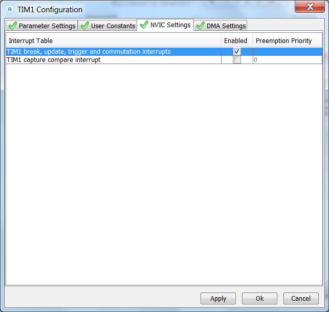 2.1.1 CubeMX TIM configuration Tab>NVIC Settings Enable