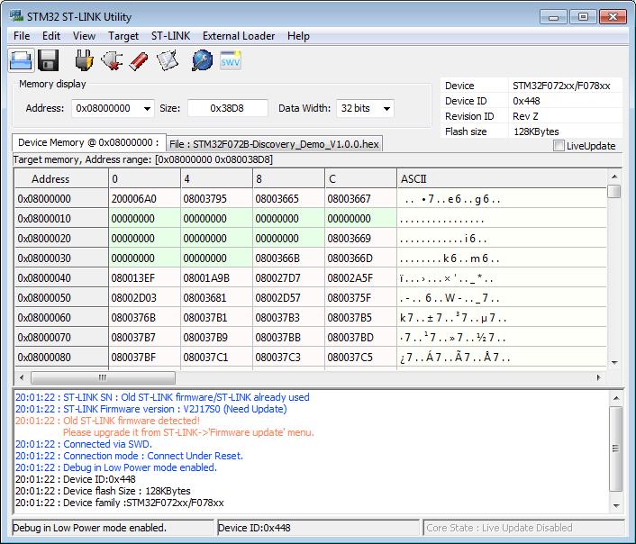STM32 ST-LINK Utility Standalone software tool allows in-system programming of STM32 devices