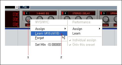- Set Min : Sets minimum value controllable by MIDI signal. - Set Max : Sets maximum value controllable by MIDI signal.