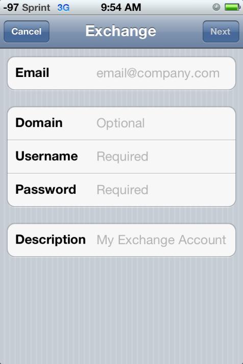 Step 5. Email will be your Firstname.Lastname@email.saintleo.edu. Domain is optional-leave empty for now.
