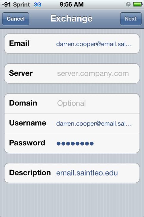 Password will be the password you use to access My.saintleo.edu.