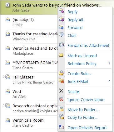 between different folders to find an email!
