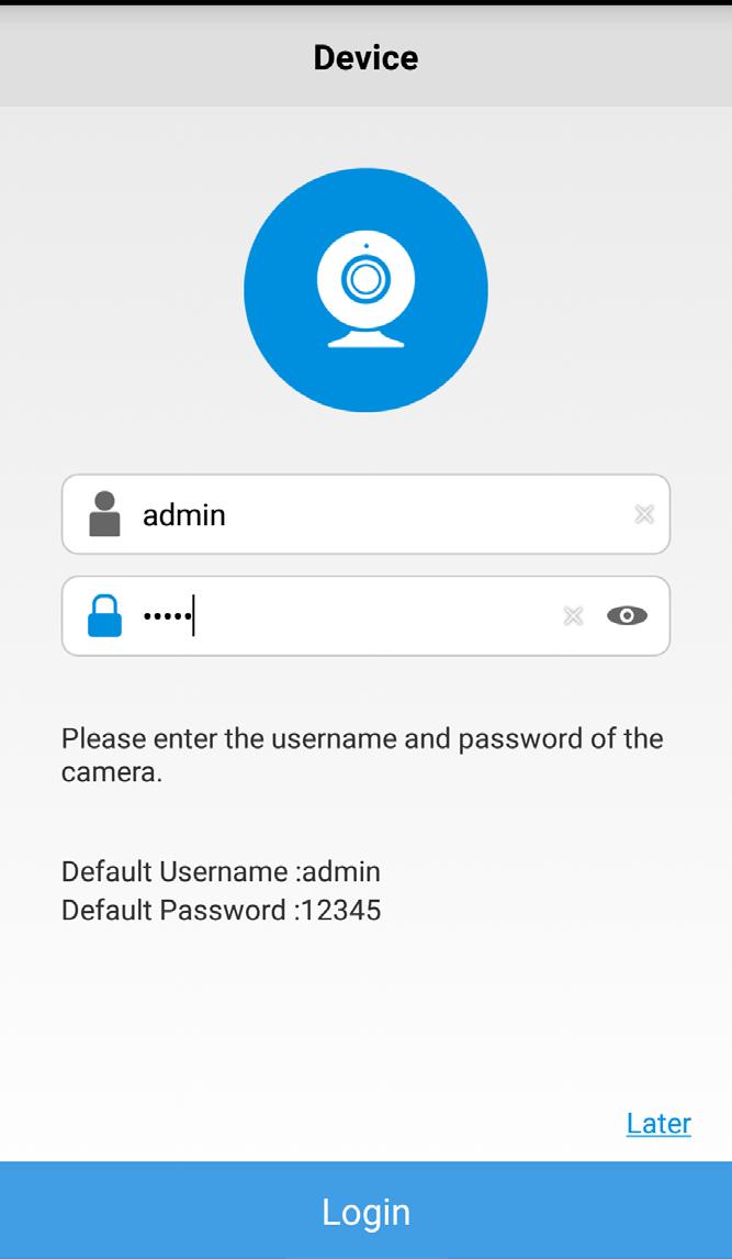 To log into your camera, provide your camera s admin login password (this is the password created