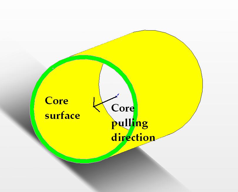 and making draft to the core pulling direction Exercise 7.1 Open the model: exercise_7_1.prt and make a draft analysis. The model is a tube with a pulling direction as shown in the figure.
