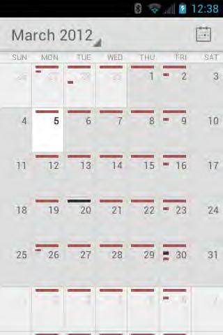 Month View In Month view, you ll see markers on days that have events. When in Month view: Touch a day to view the events of that day. Slide up or down the screen to view earlier or later months.