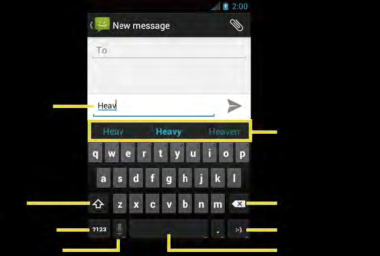 Text Entry Touchscreen Keyboard Two types of keyboards are available on your device: Android keyboard and Swype. Simply touch a text field where you want to enter text to call up a keyboard.
