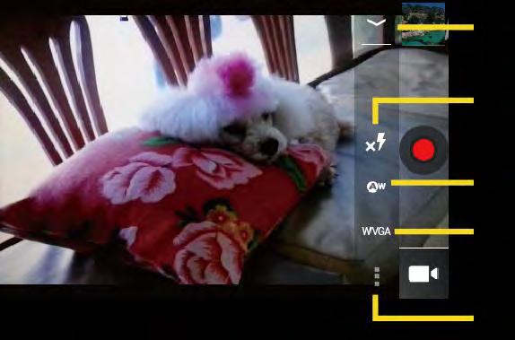 1. Thumbnail: Thumbnail of the latest image you took. Touch to view and manage. 2. Recorder button: Touch to take a video. Touch again to stop. 3.