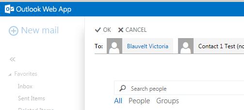 To add a recipient from your Contacts folder, select their name from the listing of your contacts (or search, as above).