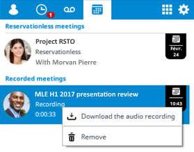 AUDIO RECORDING IN CONFERENCES OpenTouch Conversation for PC/Web Use case: webinars, customer