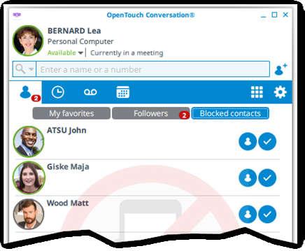 CONTACT PRIVACY OpenTouch Conversation for PC Use case: privacy,