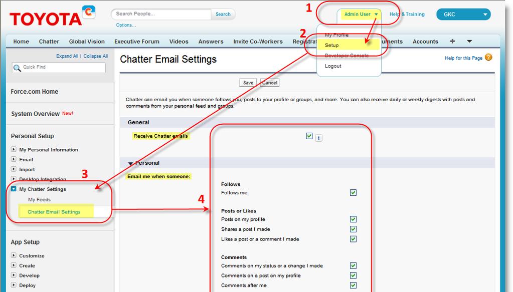 Simple guide on how to manage your Toyota Chatter email alerts 1 Go to your profile