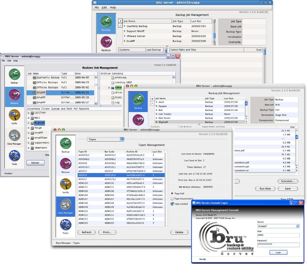 BRU Server Technical Details LEADERSHIP DATA PROTECTION Native Mac OS X and Linux client/server backup software Ultra-reliable BRU engine delivers industry-leading data protection reliability and