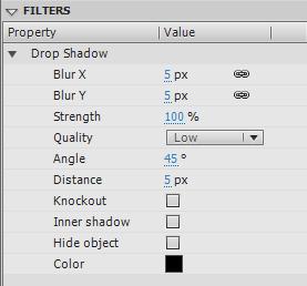 Figure 25 Filters menu Figure 26 Drop shadow Other filters You can apply several other filters to text to create interesting visual effects.