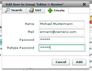Creating a user If you wish to address a user that has not been created yet, go to the Window menu and Users and groups.