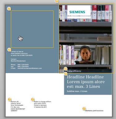 Special features of some templates DIN long Flyer back page In order to allow for highest possible layout flexibility, an image frame has been located on the back