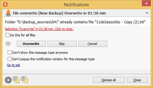 Restore Wizard 103 Choose another location Copies files from the zip backup to a different folder. If selected, you can choose a different folder to restore files from the backup.