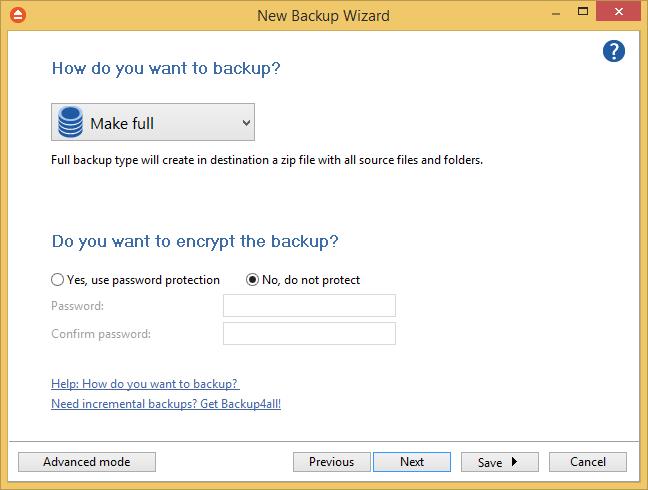 New Backup Wizard 59 Tips: try to keep the number of checked files and folders greater than the number of unchecked files and folders - backup process will run faster this way.