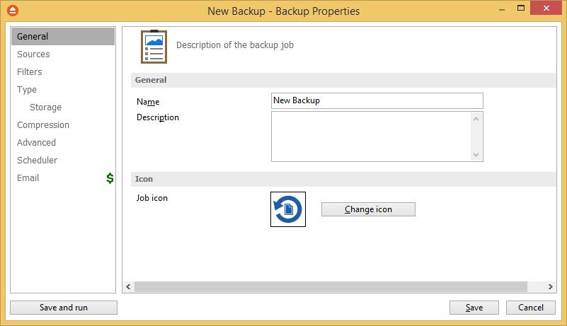 Backup Properties 7 Backup Properties 7.1 Overview 63 The Backup Properties window can be used to create new backup jobs in the advanced mode, or to edit an existing backup job.
