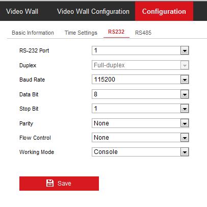 Figure 4.12 Configure Time Manually 3. Select the time zone that is closest to the device s location from the drop-down list. 4. Click Save to save the settings. 4.1.3 Configuring RS485/RS232 Serial Port Configure RS232 Parameters Steps: 1.