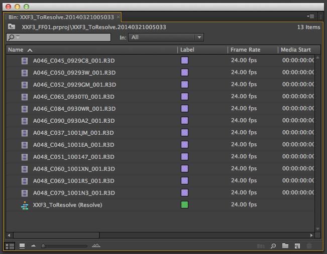 Folder Path: Now we will Round Trip our Colored Clips back to Premiere.