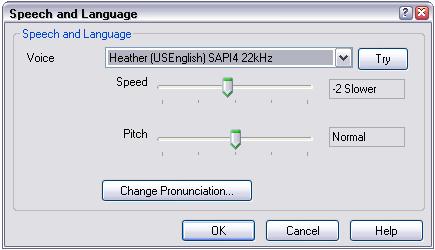 To adjust ClickerWriter s speaking voice, go to the File menu, select Settings and then Speech and Language.