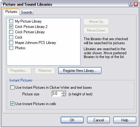 libraries you want ClickerWriter to use. You can also move the selected libraries up and down the list in order of search priority.