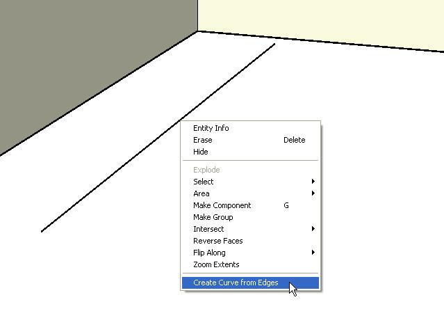 Figure 3: After selecting all of the segments in the path, select Create Curve from Edges. 5. Right-click on the path.