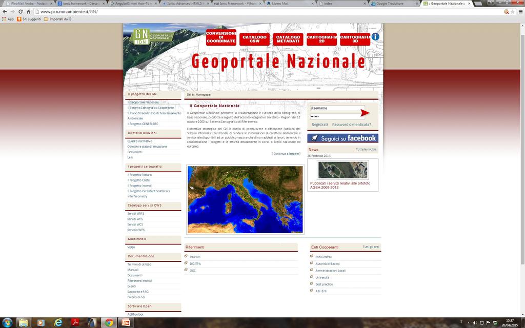 ARPA Calabria Agency, being one of the reference of the National Geoportal of the Cooperative Cartographic System in