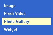 Add a Photo Gallery Click Photo Gallery 3. There are five types of Photo Gallery you can choose from: Filmstrip 1 - The images will be shown left-to-right in thumbnails.