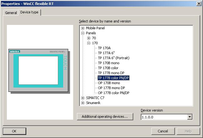 Select HMI device In the dialog box that is displayed, select your operator control device (in our particular