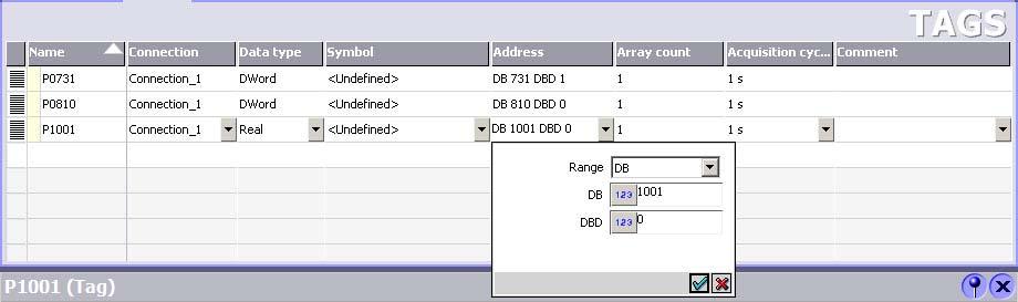 Setting-up and configuring variables In our particular example, three variables must be set-up and configured to access drive parameters: Variable P0731 to change parameter P0731[1] (drive ON/OFF)