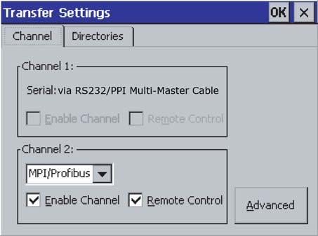 Proceed as follows (refer to Fig. 3-31): Activate the respective data channel with the "Enable Channel" check box in the "Channel 1" or "Channel 2" group (in the example Channel 2 ).