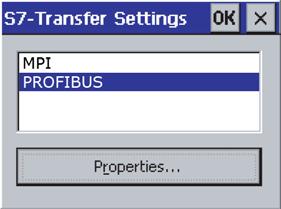 Touch the selection field. A selection list is displayed. Figure 3-31 Transfer Settings dialog Press the "Advanced" button (refer to Fig. 3-31).