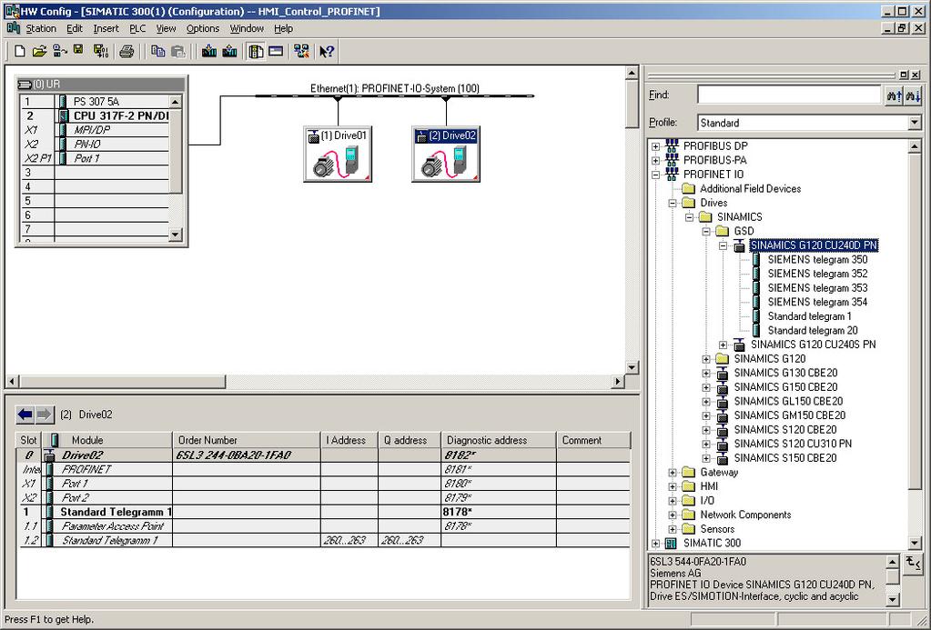 PROFINET control Configuring HW-Config Insert a SIMATIC 300-Station in the project. Open HW Config and make the following configurations (refer to Fig.