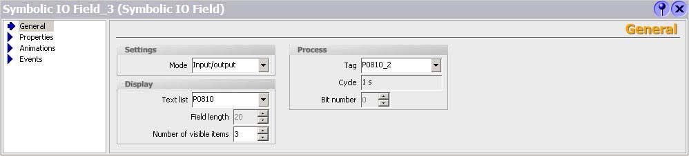 PROFINET control Configure the I/O field for variable P1001_1 as follows (refer to Fig. 4-9): In the tab General as Mode, select Input/Output ( Settings block).
