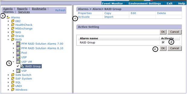 Figure 4-27 Active the alarm 12.Bind the alarm table to the RAID Agent.
