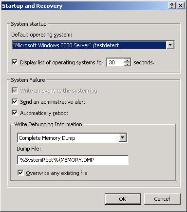 Chapter 5 Operations after OS Installation 5 Click the [Advanced] tab and click [Startup and Recovery]. The [Startup and Recovery] window appears. 6 Perform the following setting procedures. 1.
