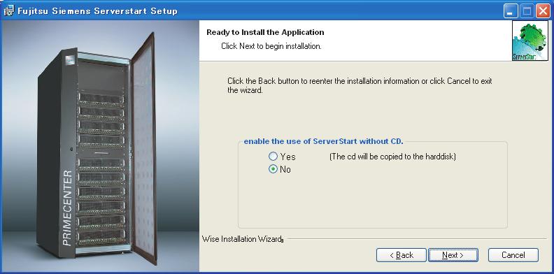 To change the installation folder, click [Browse] and select the folder. The [Select Features] window appears. 7 Set [ServerStart - remote installation] to "Disable this function" and click [Next].