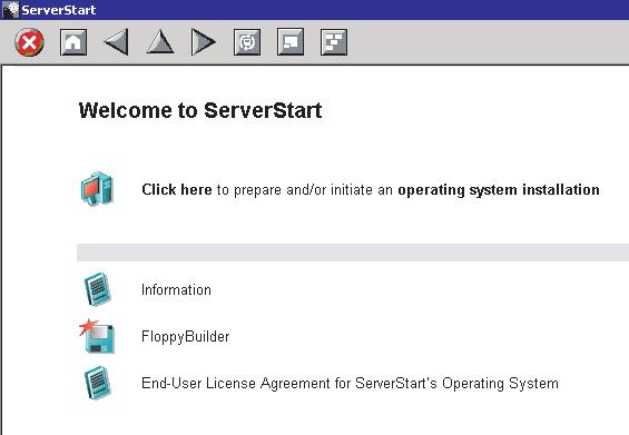 Chapter 3 OS Installation Using ServerStart When the process is completed, the [Create a ServerStart Floppy Disk] window appears. 5 Click [Build a ServerStart Floppy Disk].
