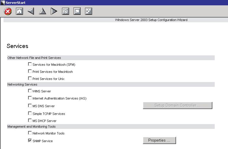 PRIMERGY BX620 S2 Server Blade User s Guide 8 Set items and click [Next]. The [Services] window appears.