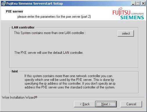 The [PXE Server] window appears.