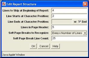 Using Blueprints Figure 2-2 Sample Output (Parsed) Report Report Structure Tab Use the Report Structure tab to view the basic structure of the report, including header information, line start and end