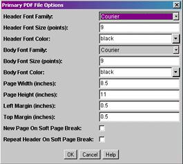 Communicating with Oracle Report Parser Primary/Alternate File Options Screen Access this screen by selecting Options on the Edit Primary or Alternate File Format screen.