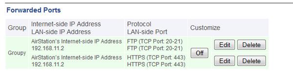 Managing Port Forwarding Rules Individual rules cannot be turned off. Only a rule group can be shut off.