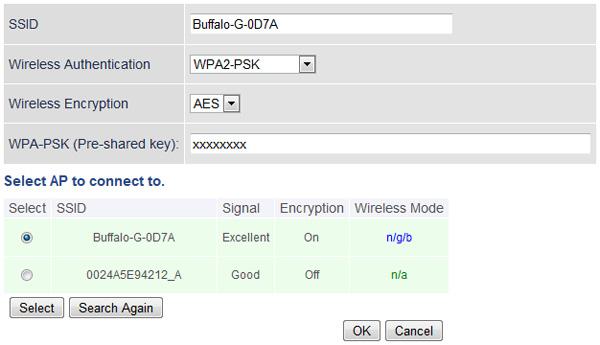 9 Enter the AirStation s encryption key and click OK.