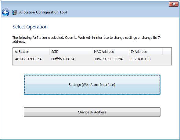 List of Utilities with Description of Each AirStation Configuration Tool You can enter the AirStation s settings and change