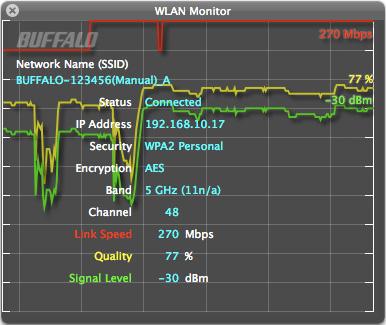 4 WLAN Monitor You can check the radio wave condition, connection speed,