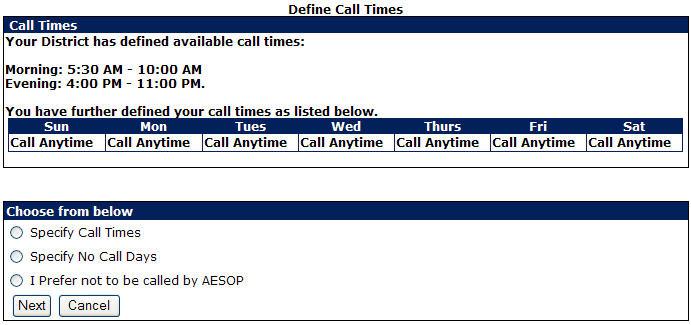 Tell Aesop When to Call Select Tell Aesop When to Call on the home page to ask Aesop not to call during