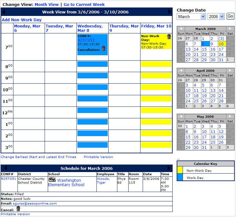 View My Schedule On your schedule, you can view your assignments in three ways: Weekly schedule 3-month calendar view All absences scheduled for the current month Click on a date in the 3-month